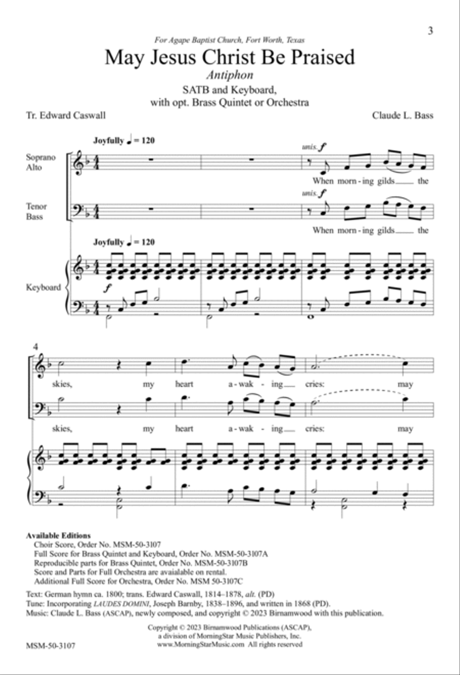 May Jesus Christ Be Praised 4-Part scores gallery preview page 3