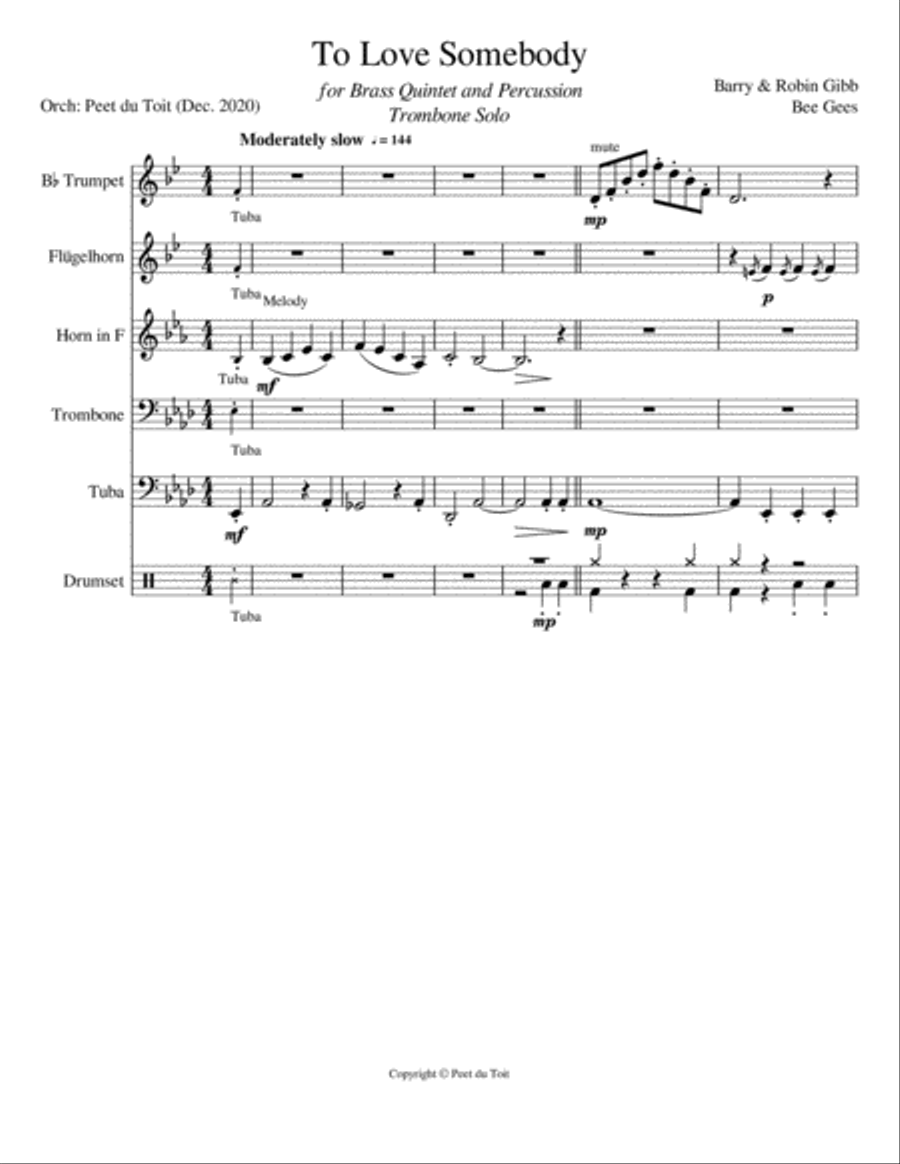 To Love Somebody Small Ensemble scores gallery preview page 1