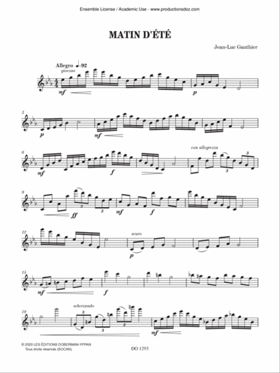 Matin d'été Flute Solo scores gallery preview page 2