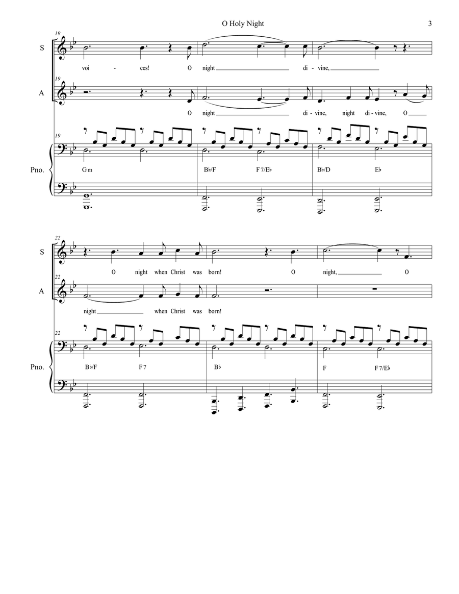 O Holy Night (Duet for Soprano and Alto Solo - Low Key) Alto Voice scores gallery preview page 4
