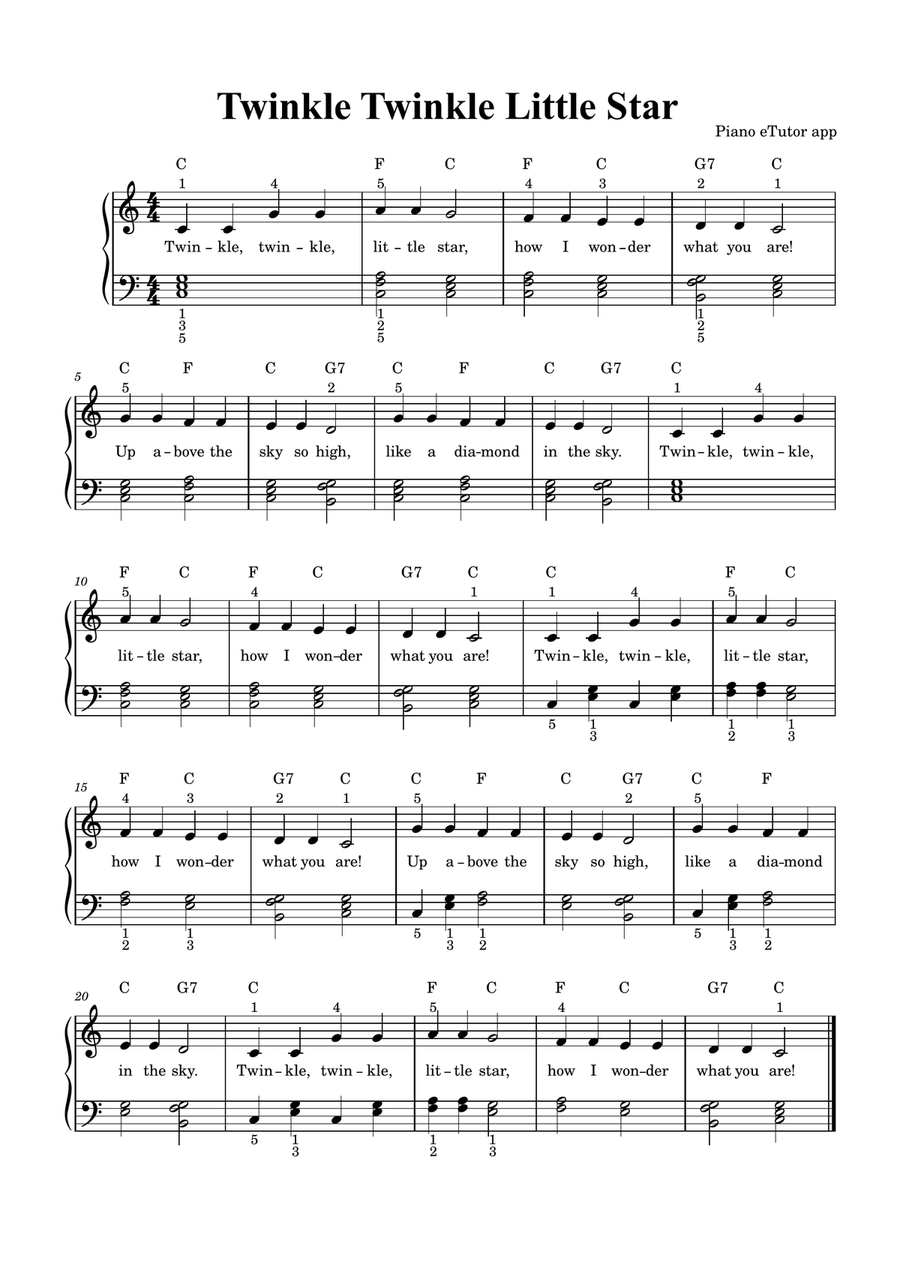 Twinkle Twinkle Little Star piano sheet music by Traditional Easy Piano Digital Sheet