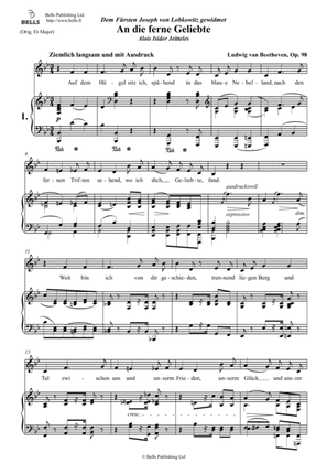 Book cover for An die ferne Geliebte, Op. 98 (B-flat Major)