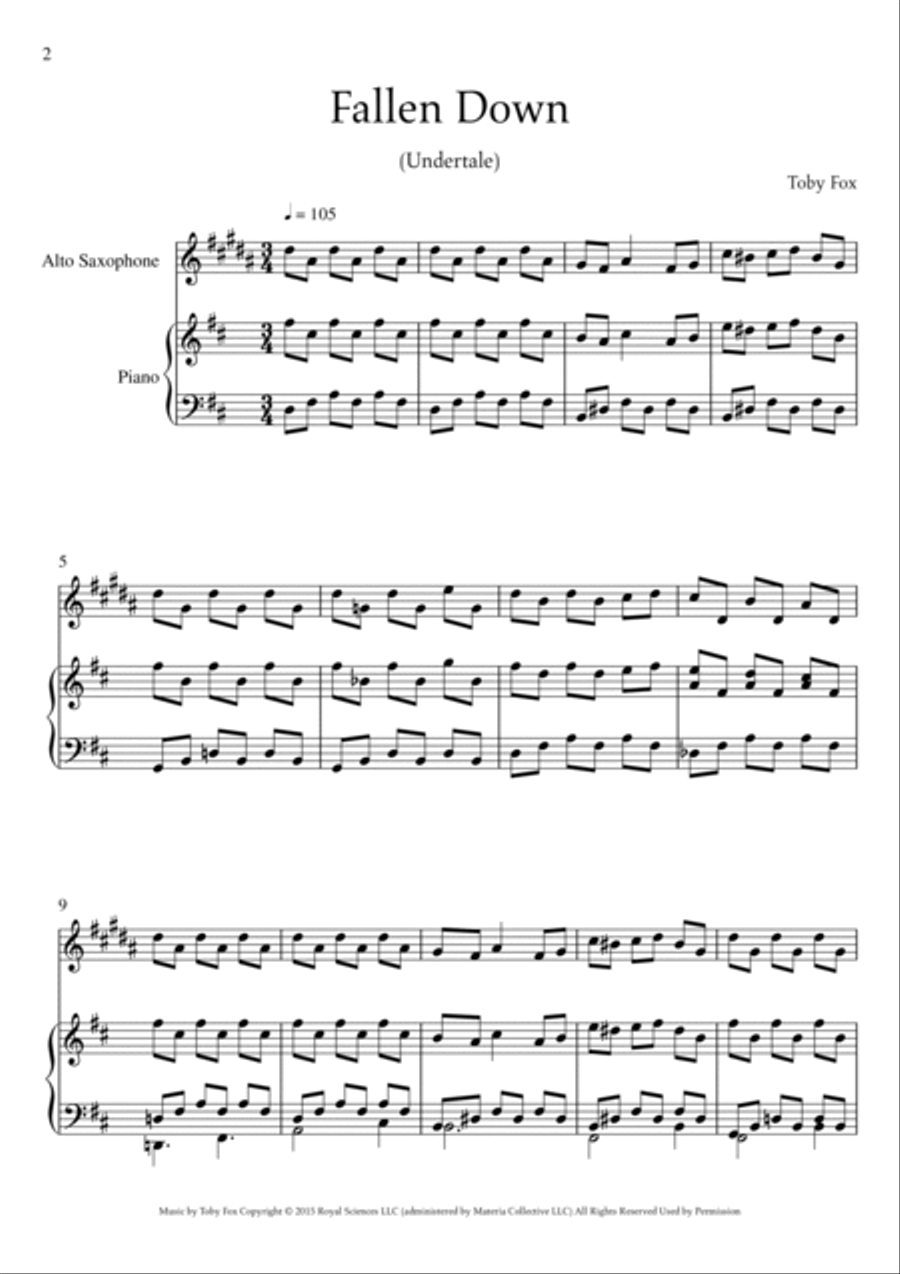 Fallen Down (from Undertale) Small Ensemble scores gallery preview page 2