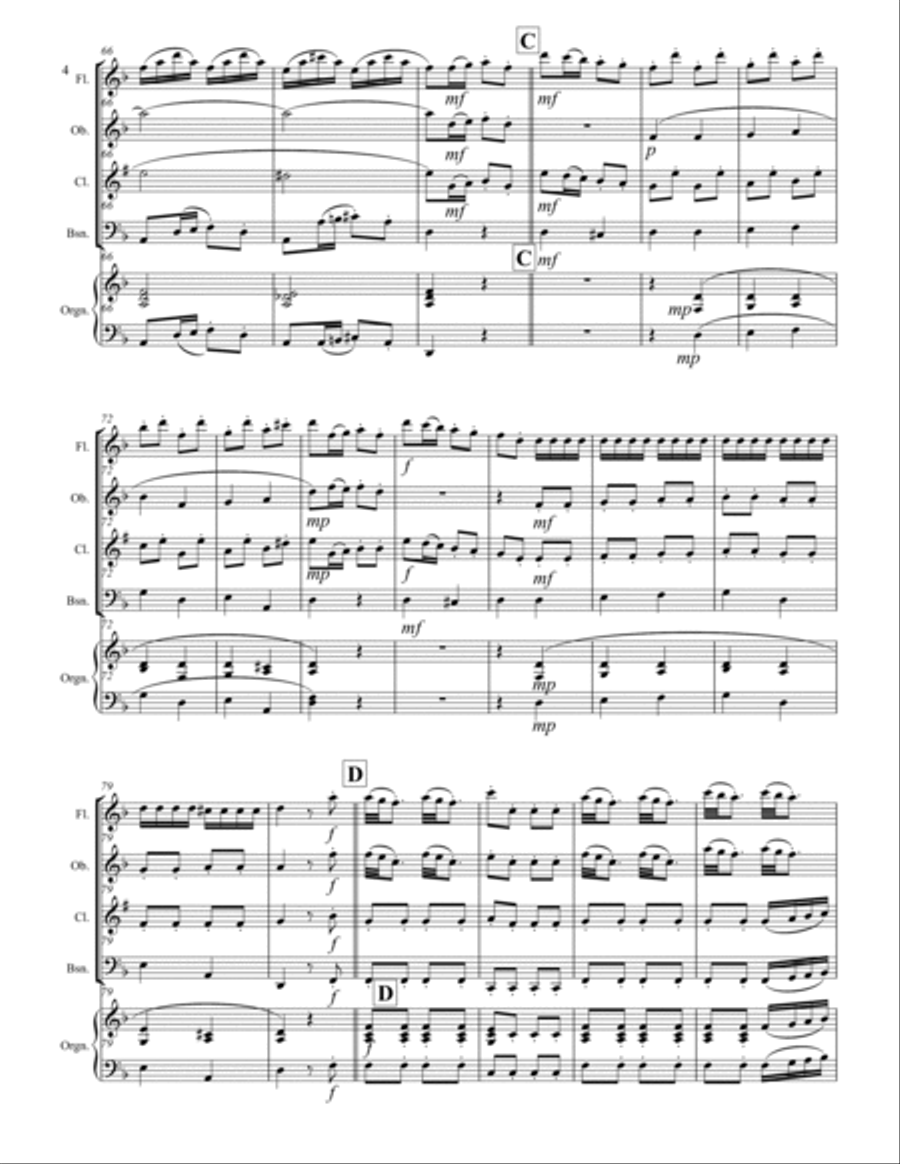 Vivaldi - Concerto in D Major RV 93 (for Woodwind Quartet and Optional Organ) Woodwind Quartet scores gallery preview page 5