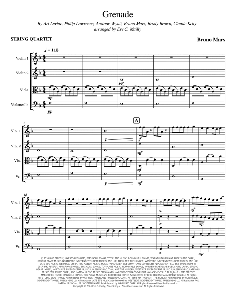 Grenade String Quartet scores gallery preview page 1