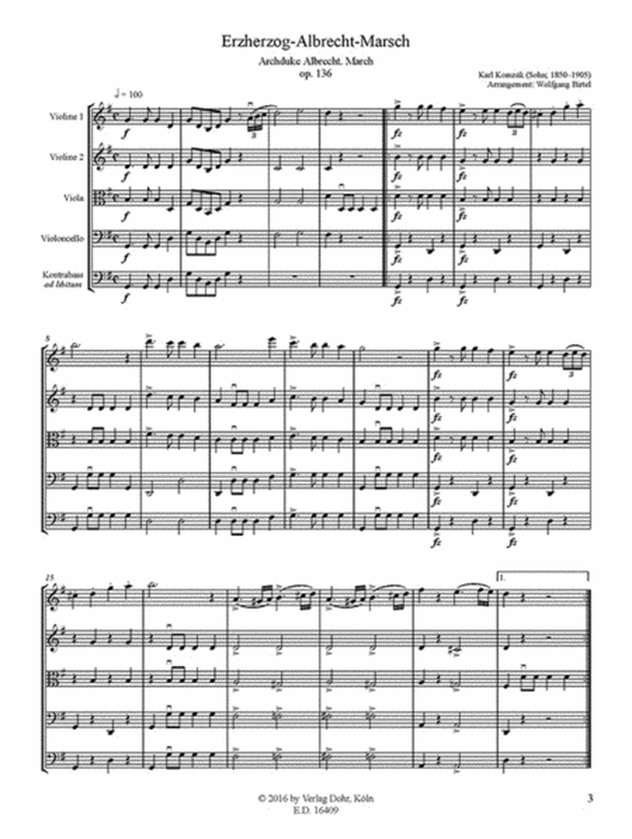 Erzherzog-Albrecht-Marsch op. 136 (für Streichquartett)