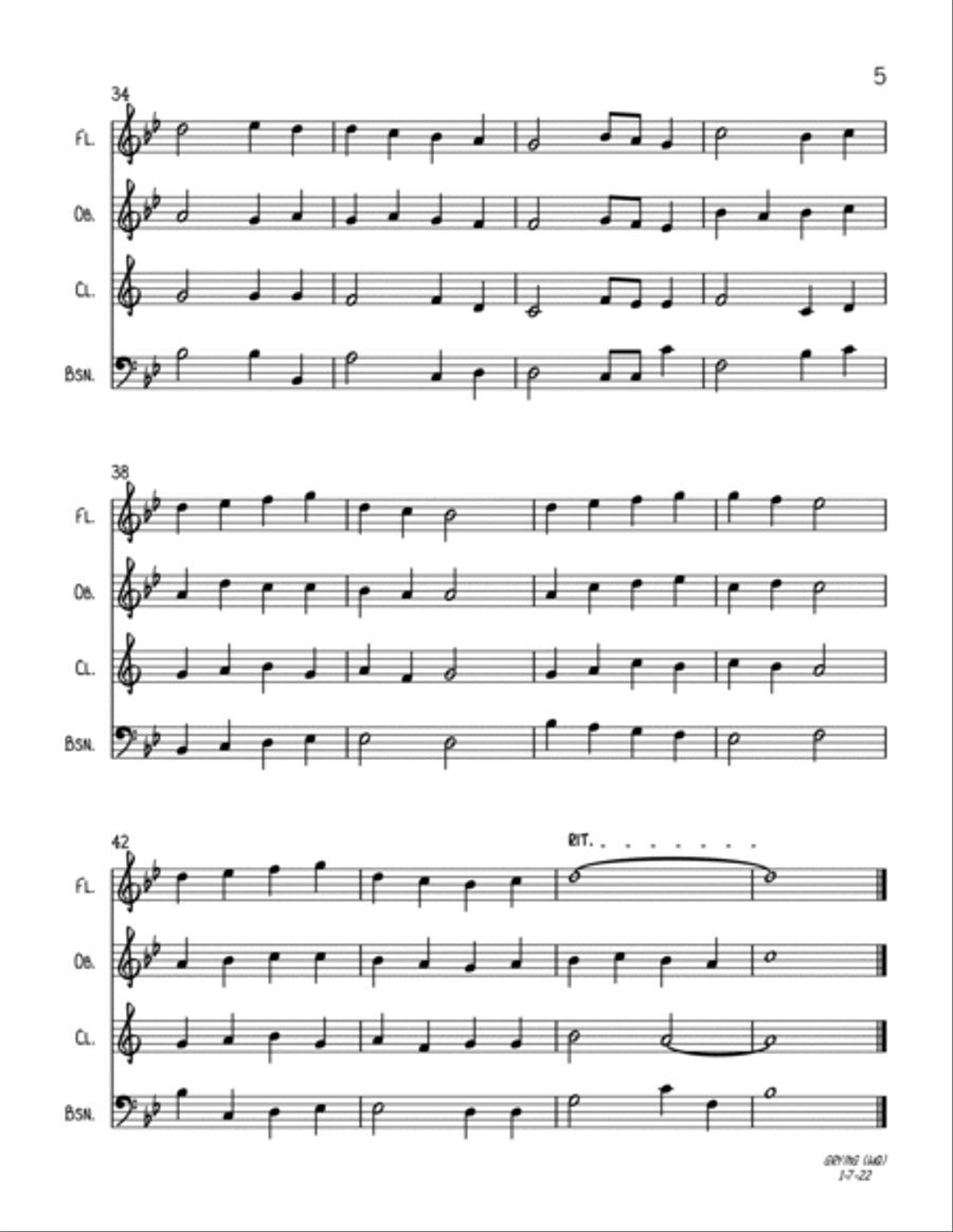 God Rest Ye Merry, Gentlemen (Wind Quartet) Woodwind Quartet scores gallery preview page 5