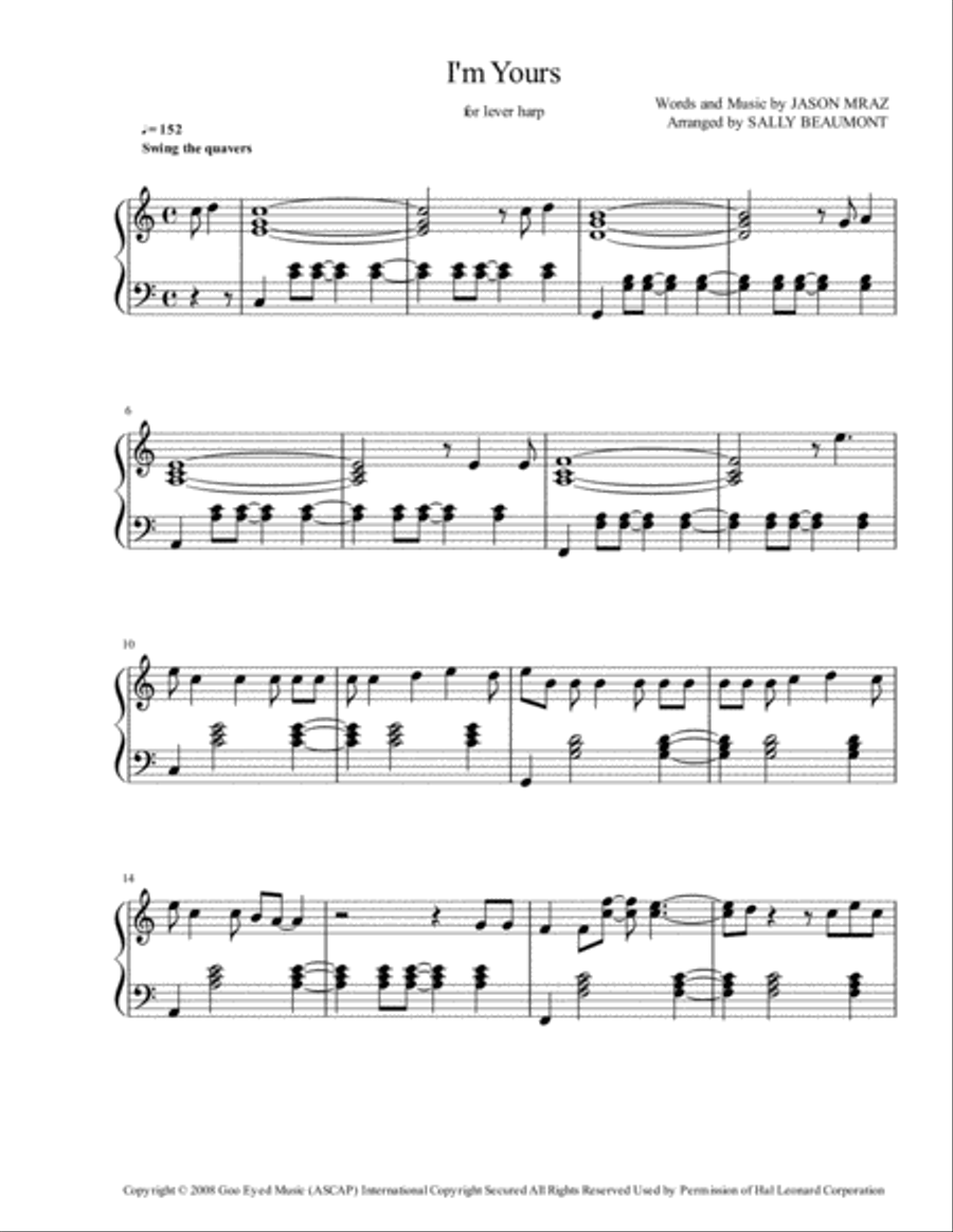 I'm Yours Harp scores gallery preview page 1