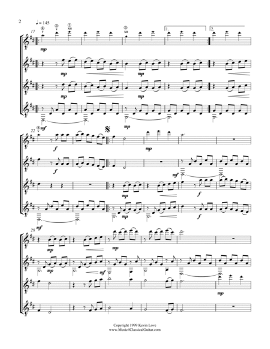 Summer Rain (Guitar Quartet) - Score and Parts Guitar Ensemble scores gallery preview page 2