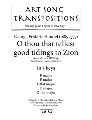 HANDEL: O thou that tellest good tidings to Zion (in 5 keys: F, E, E-flat, D, D-flat major)