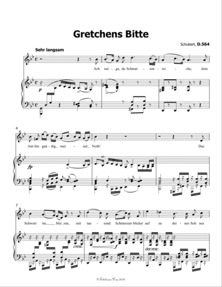 Gretchens Bitte, by Schubert, D.564, in B flat Major Voice scores gallery preview page 3