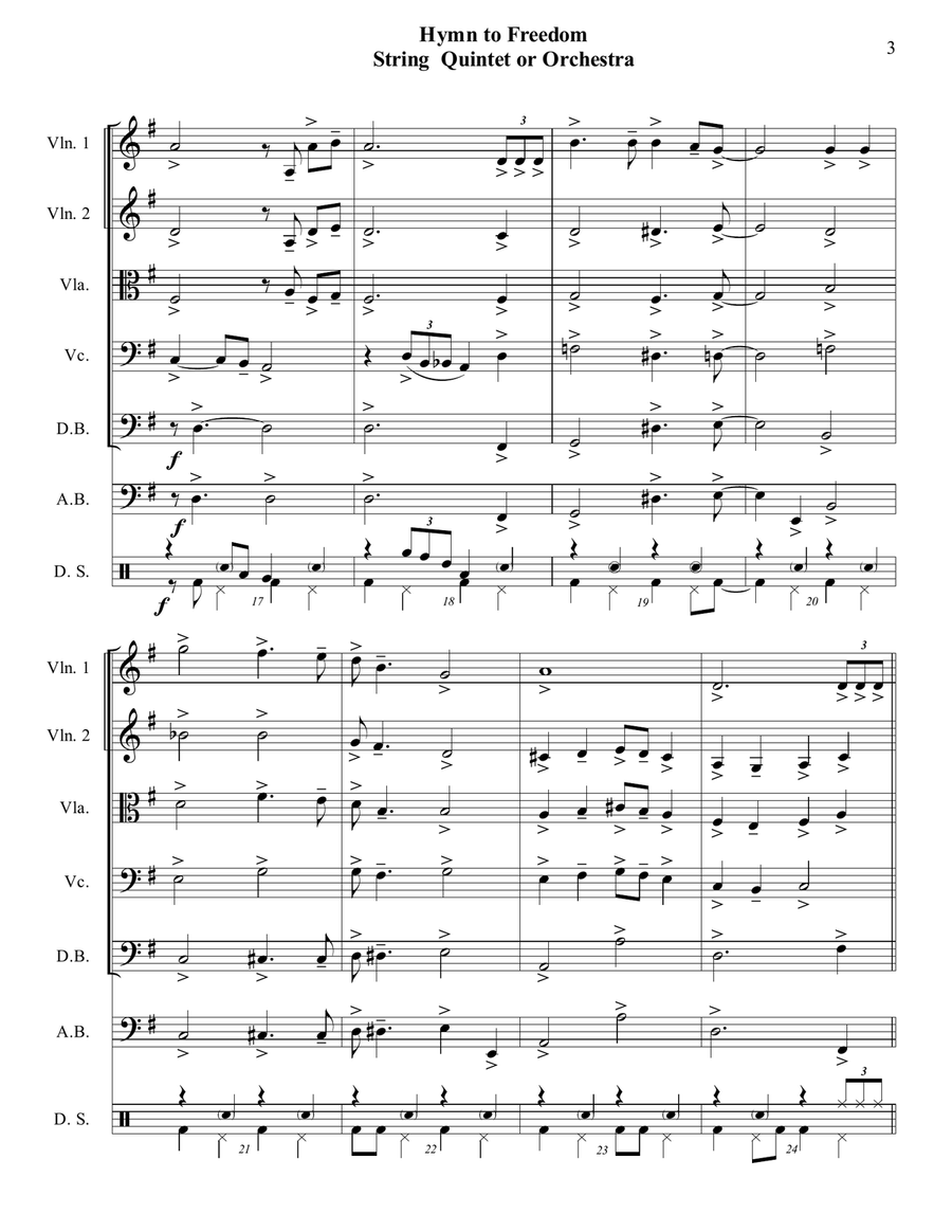 Hymn To Freedom Hymn To Freedom String Orchestra scores gallery preview page 3
