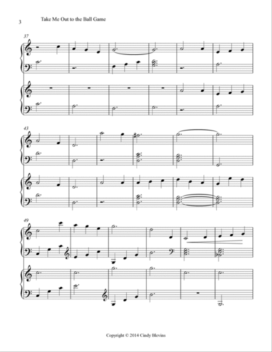 Take Me Out to the Ball Game, for Harp Duet Harp scores gallery preview page 4