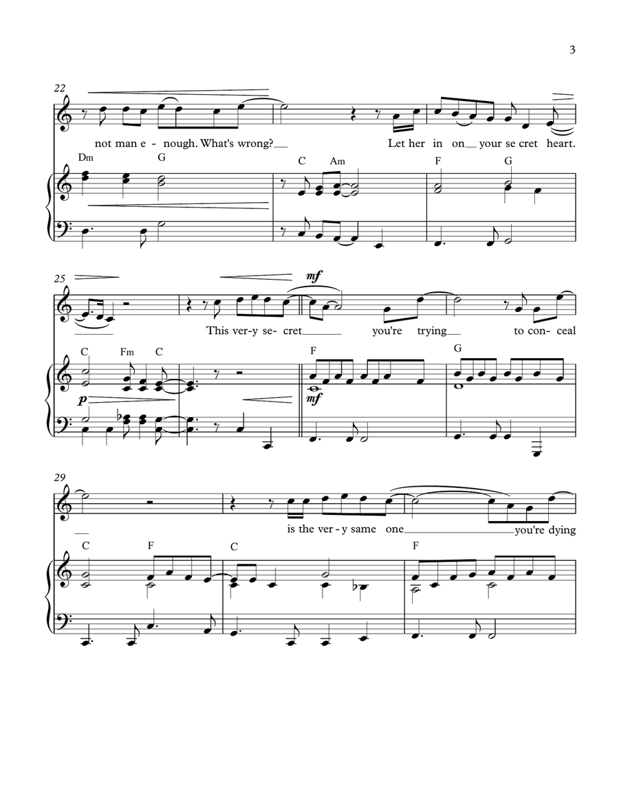 Secret Heart Piano, Vocal scores gallery preview page 3