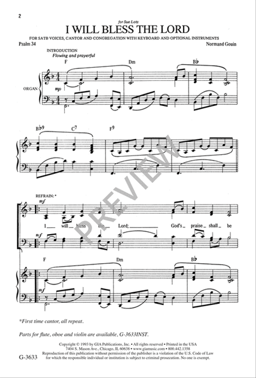 I Will Bless the Lord I Will Bless the Lord 4-Part scores gallery preview page 3