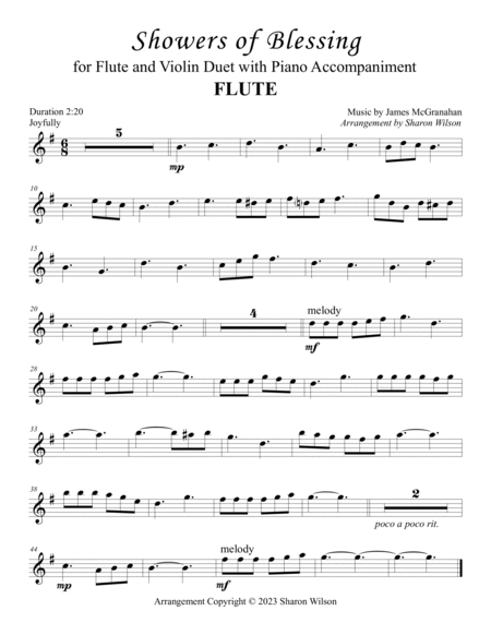 Showers of Blessing (for Flute and/or Violin Duet with Piano Accompaniment) image number null