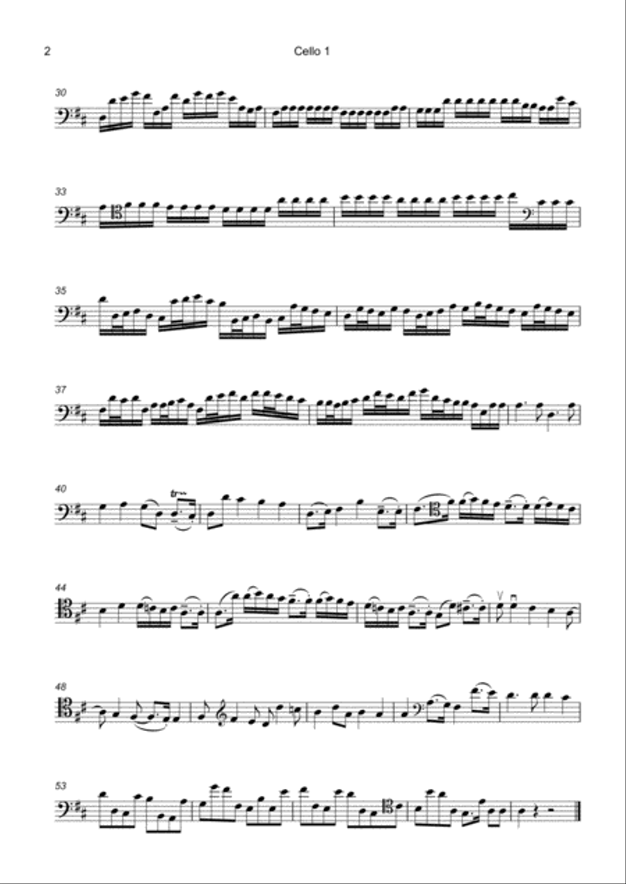 Pachelbel's Canon in D for Four Cellos String Quartet scores gallery preview page 3