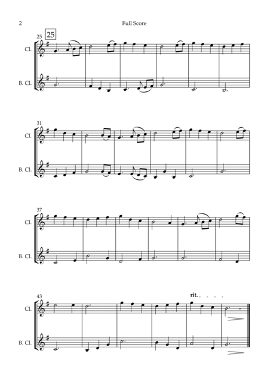 The First Noel (Christmas Song) for Clarinet in Bb & Bass Clarinet in Bb Duo Clarinet Duet scores gallery preview page 2