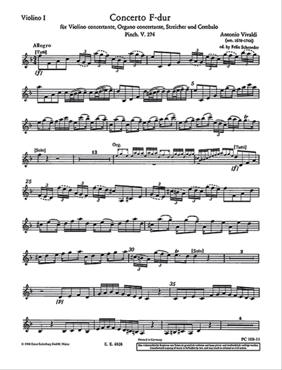 Concerto in F Major Op. 64, No. 4, RV 542/PV 274 Orchestra scores gallery preview page 1