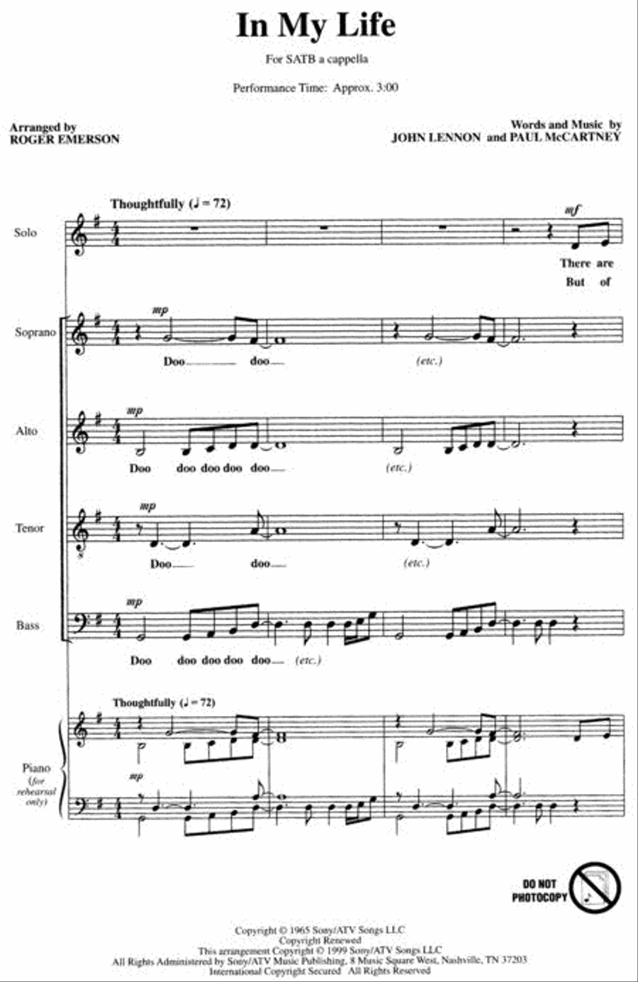 In My Life 4-Part scores gallery preview page 2