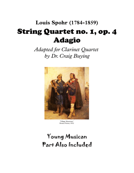 Spohr: Adagio from String Quartet no. 1, op. 4 for Clarinet Quartet (Optional Young Musician Part In image number null