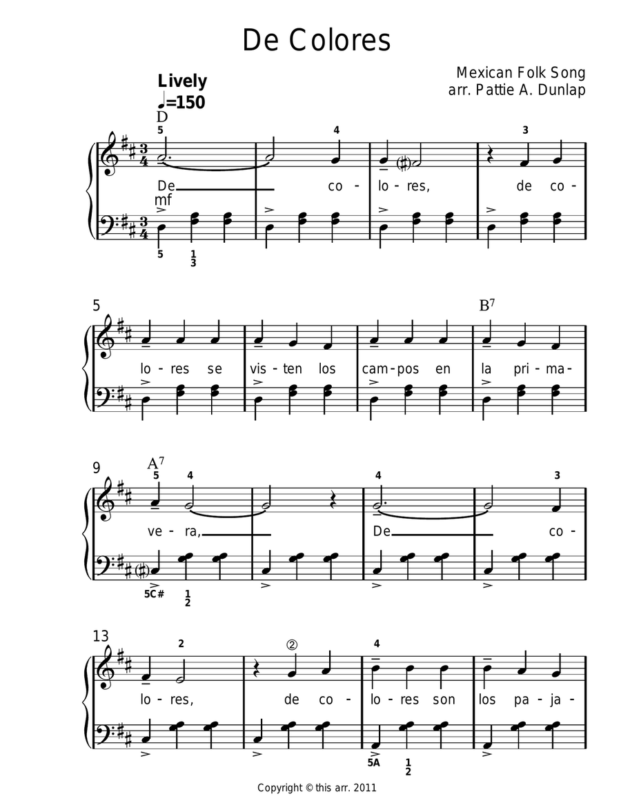 De Colores Piano, Vocal scores gallery preview page 2