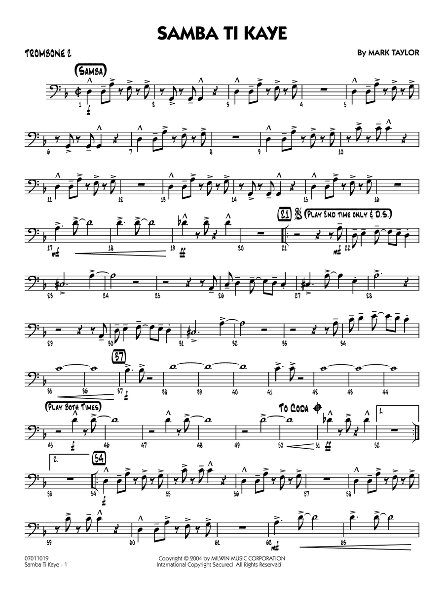 Samba Ti Kaye - Trombone 2