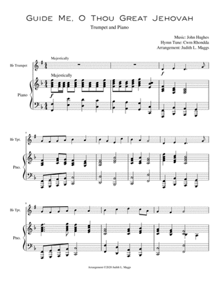 Guide Me, O Thou Great Jehovah - Bb Trumpet and Piano