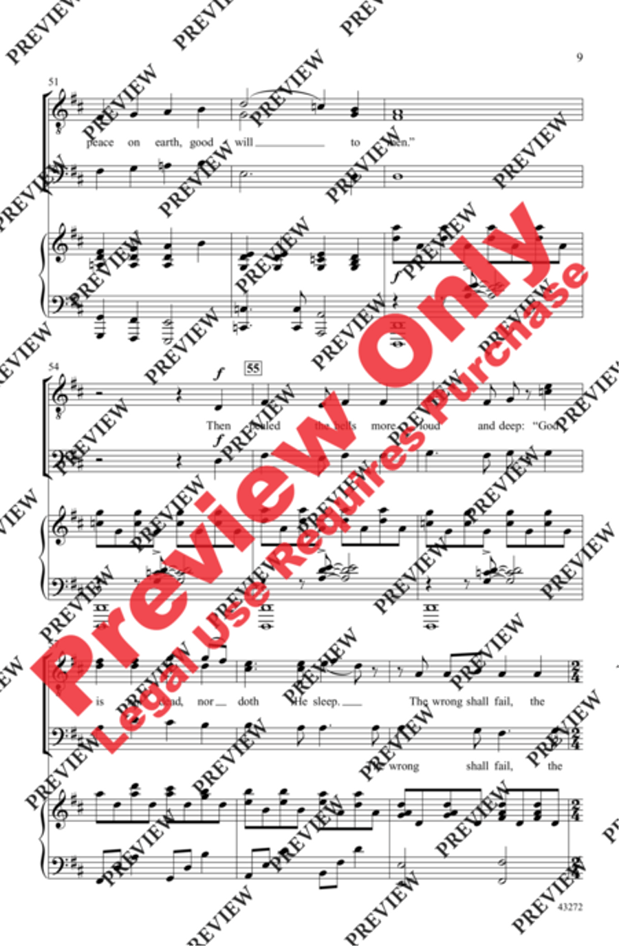 I Heard the Bells on Christmas Day Men's Choir scores gallery preview page 9