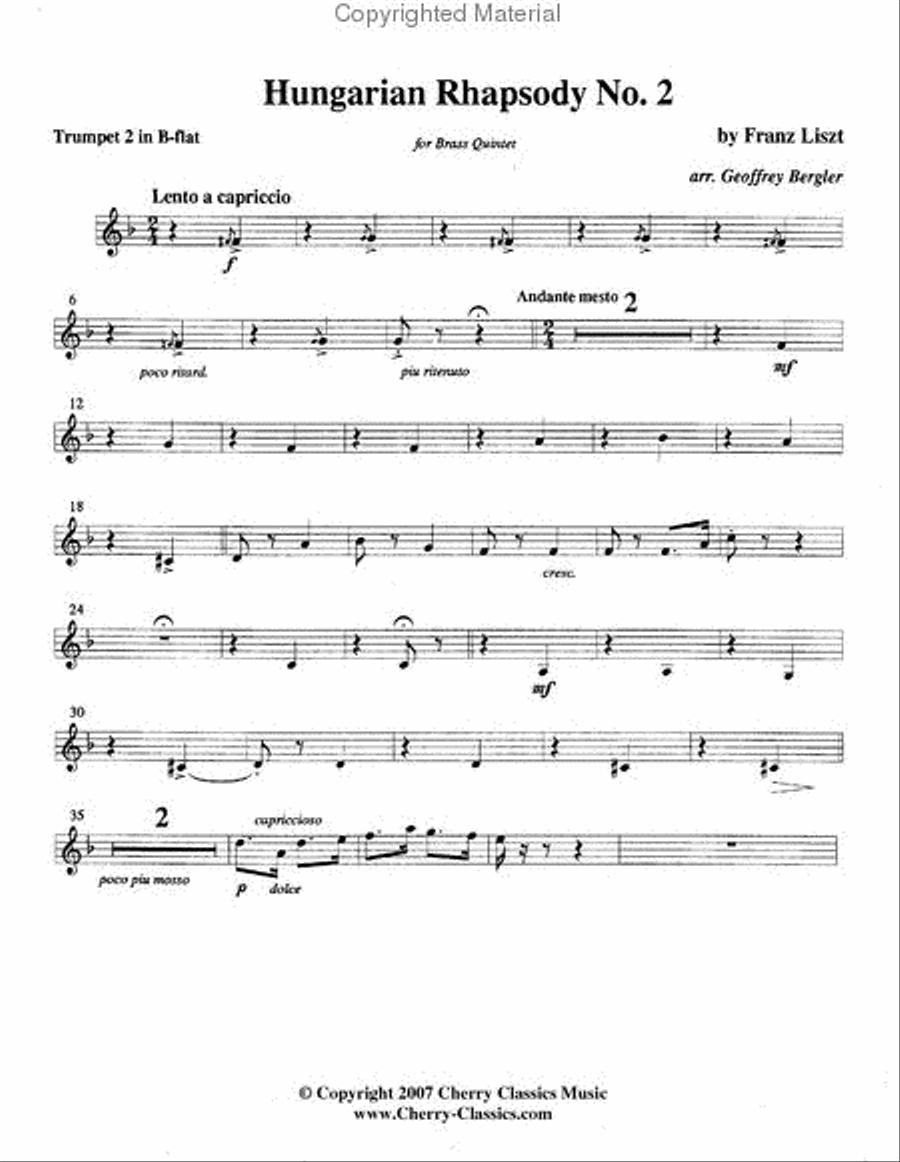 Hungarian Rhapsody No. 2 Brass Quintet scores gallery preview page 3