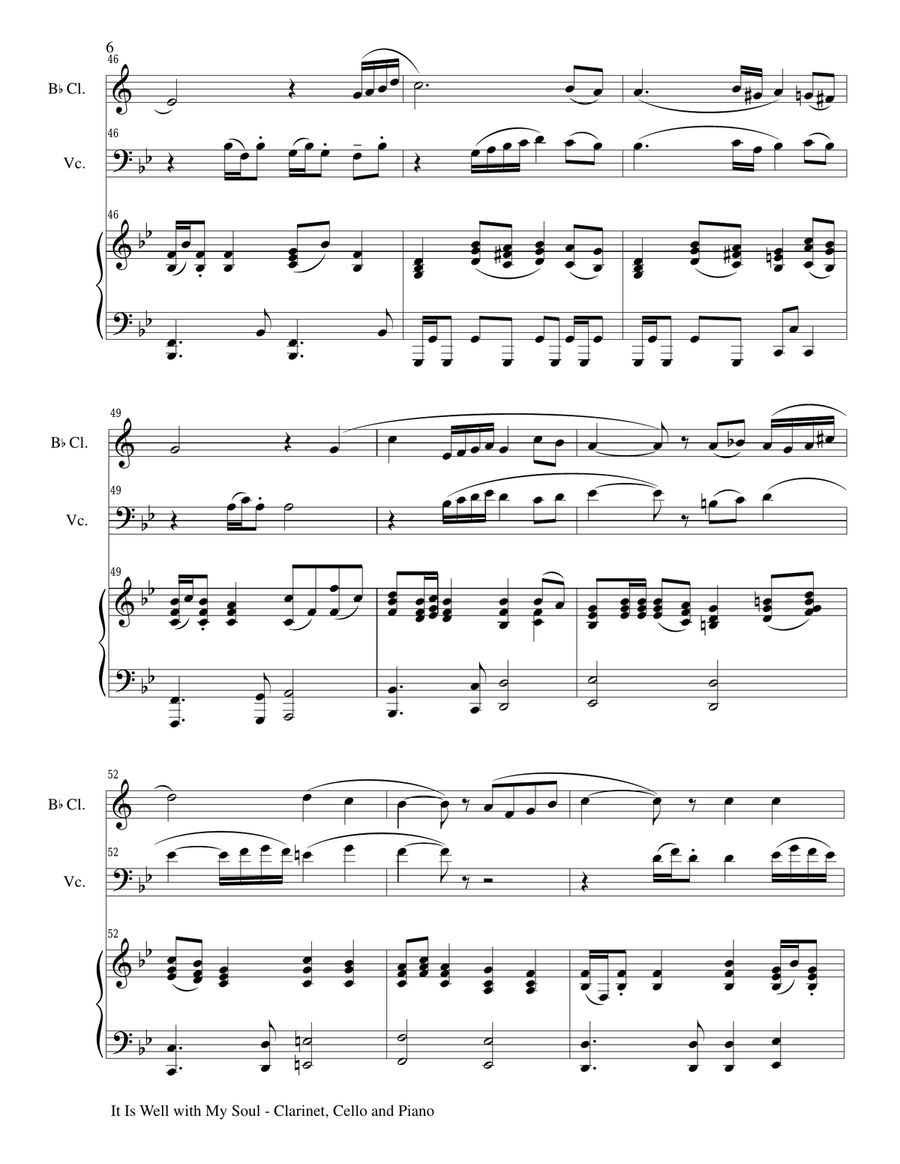 IT IS WELL WITH MY SOUL (Trio - Bb Clarinet, Cello, Piano with Score and Parts) Small Ensemble scores gallery preview page 6