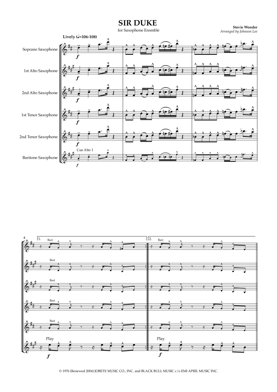 Sir Duke Woodwind Ensemble scores gallery preview page 1