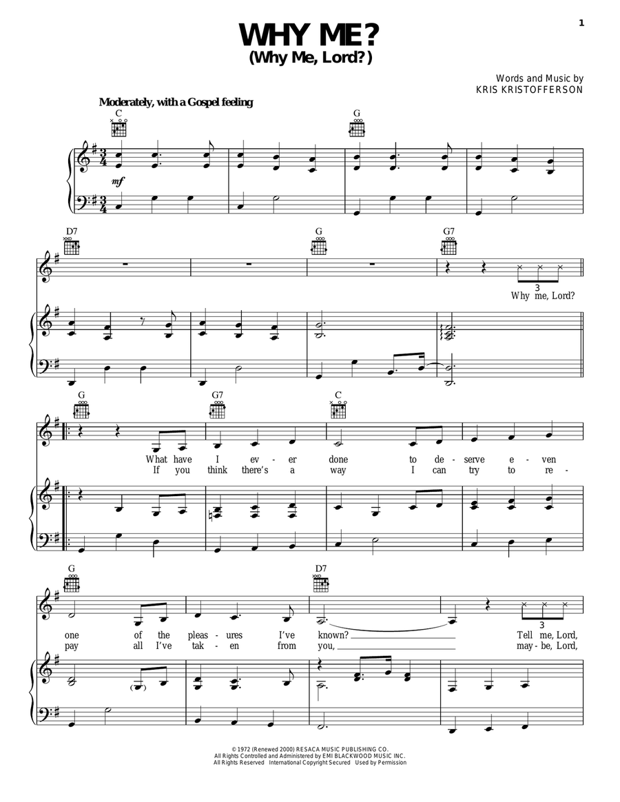 Why Me? (Why Me, Lord?) Why Me? (Why Me, Lord?) Guitar scores gallery preview page 1
