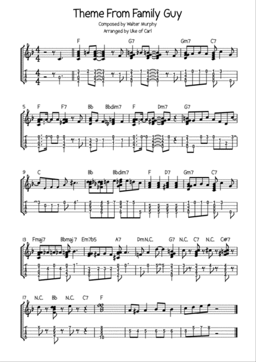 Theme From Family Guy Ukulele scores gallery preview page 1