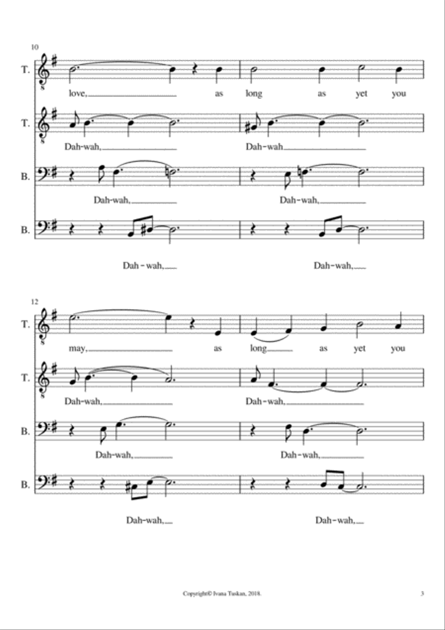 Dream of Love, TTBB, G major TTBB scores gallery preview page 3