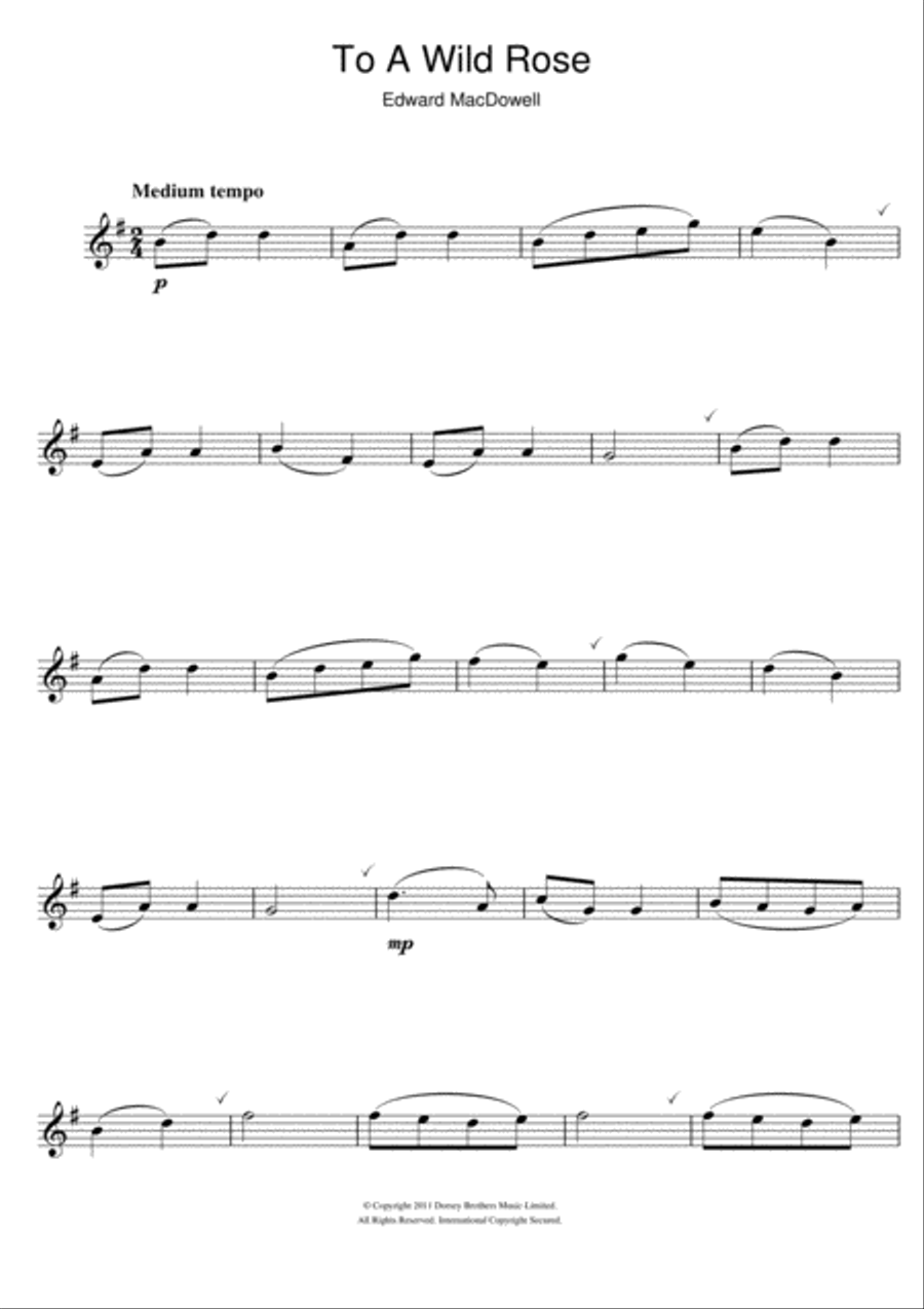 To A Wild Rose Flute Solo scores gallery preview page 1