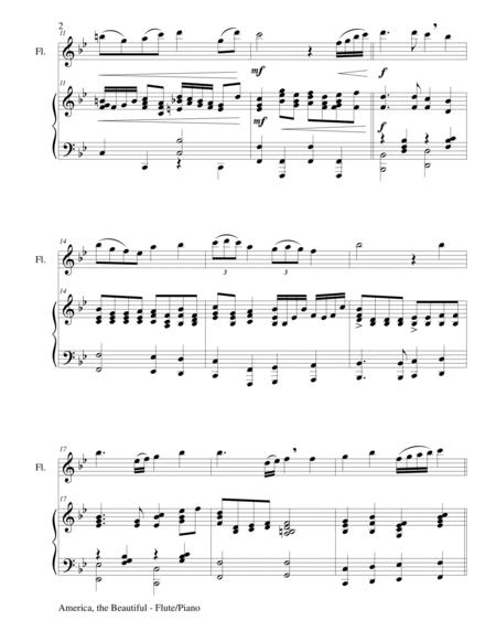 AMERICA, THE BEAUTIFUL (Duet – Flute and Piano/Score and Parts) image number null