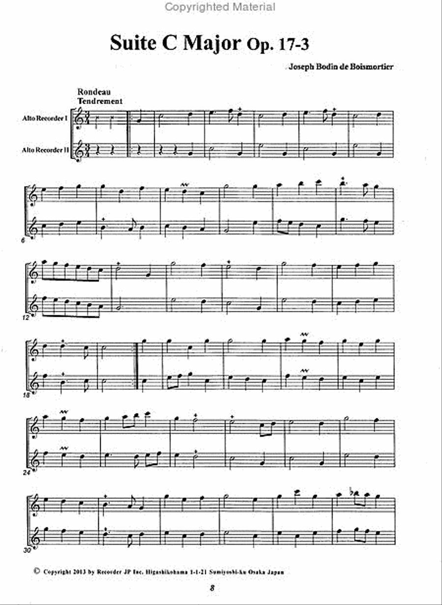 Suite for two Alto Recorders in C Major Op. 17-3 Alto Recorder scores gallery preview page 2