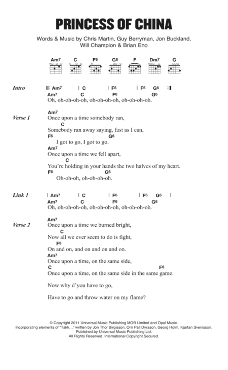Princess Of China (featuring Rihanna) Acoustic Guitar scores gallery preview page 1