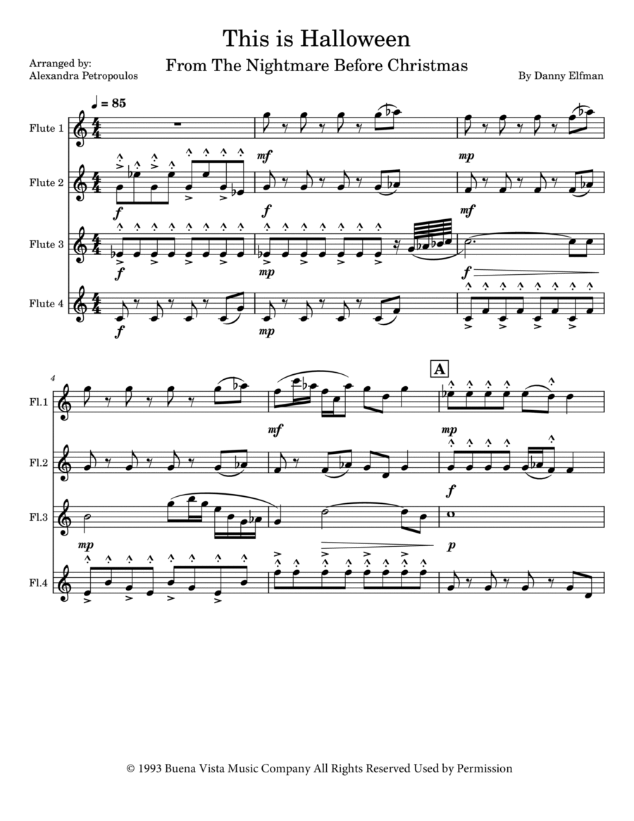 This Is Halloween Flute Quartet scores gallery preview page 1