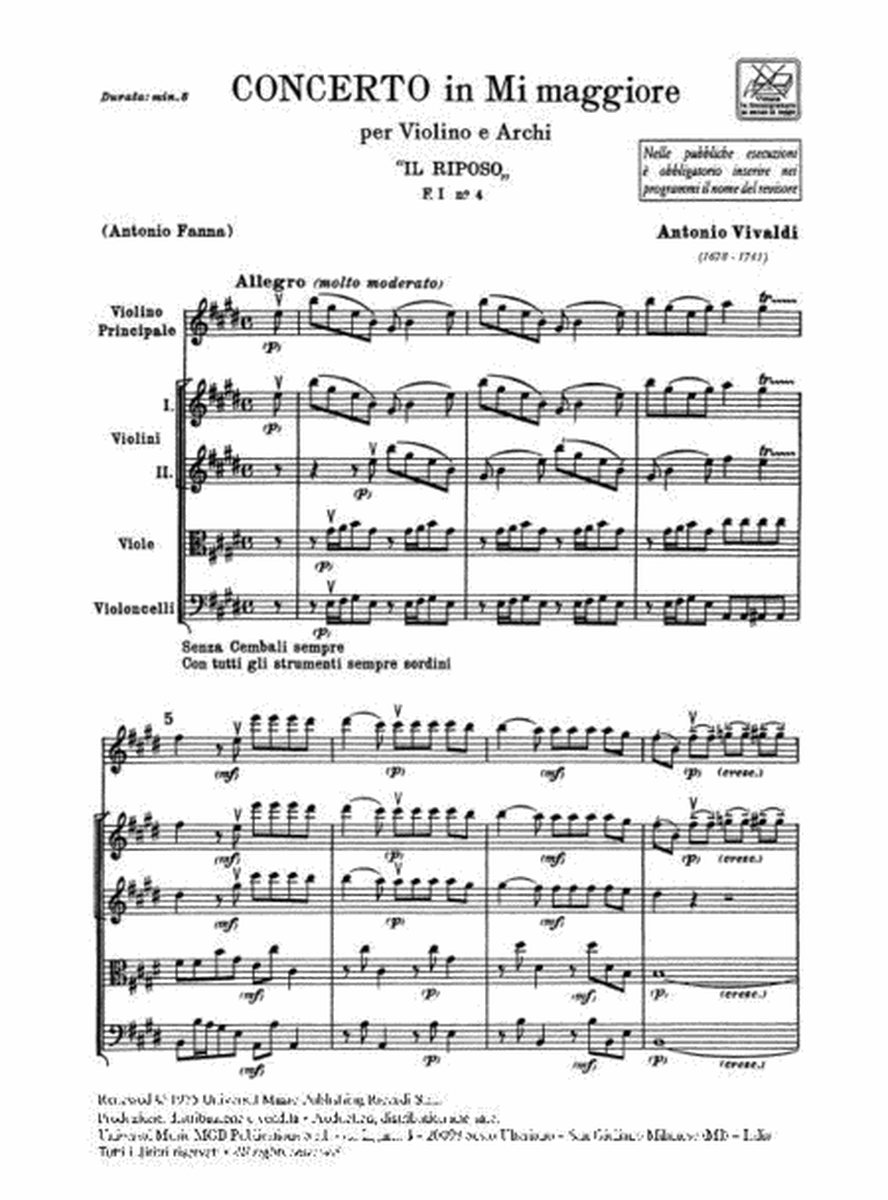 Concerto per Violino, Archi e BC In Mi RV 270