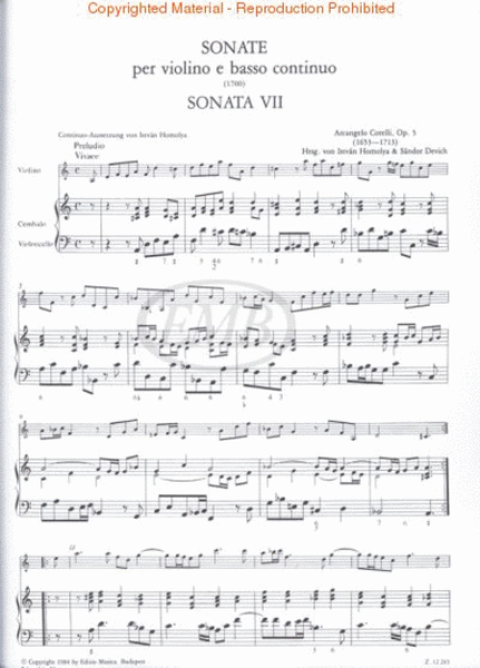 12 Sonatas for Violin and Basso Continuo, Op. 5 – Volume 2