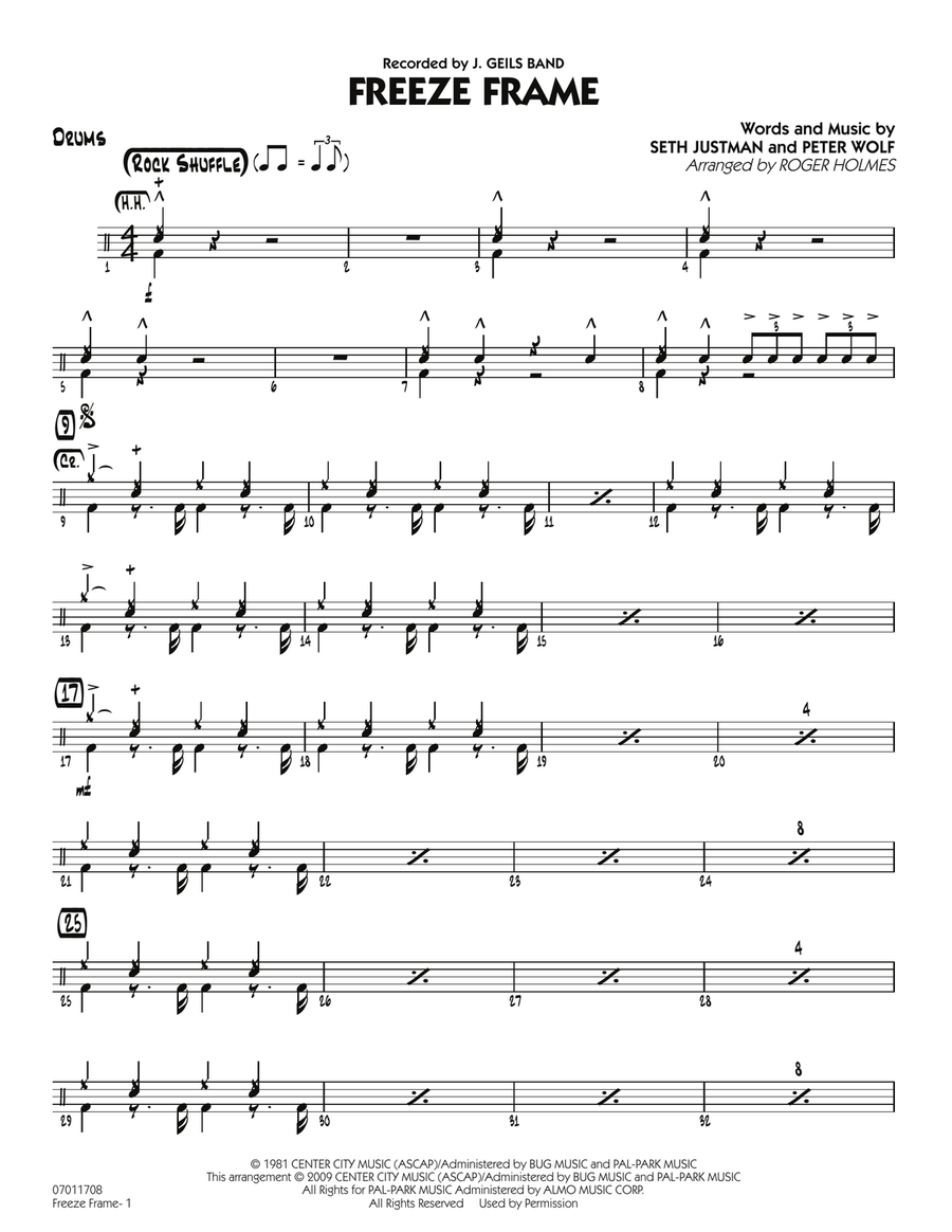 Freeze Frame - Drums Freeze Frame - Drums Jazz Ensemble scores gallery preview page 1