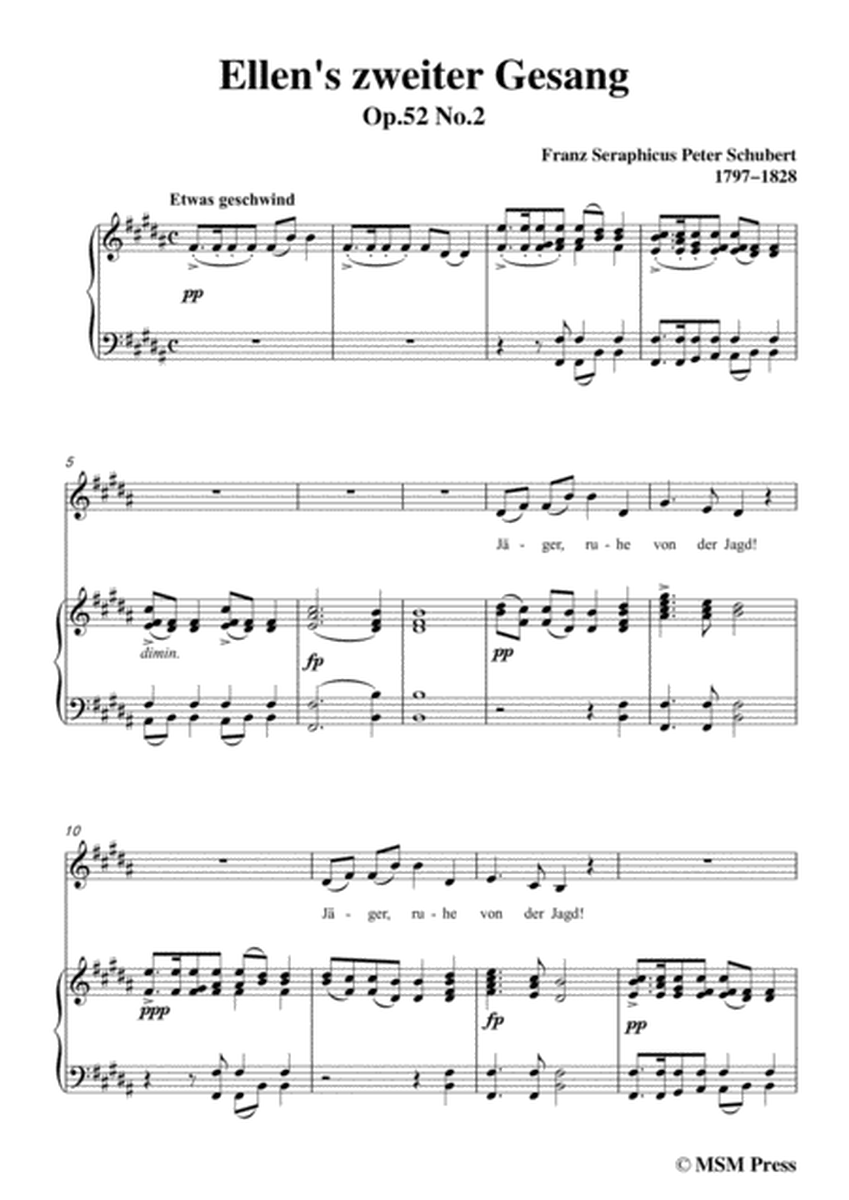 Schubert-Ellens Gesang II,Op.52 No.2,in B Major,for Voice&Piano image number null