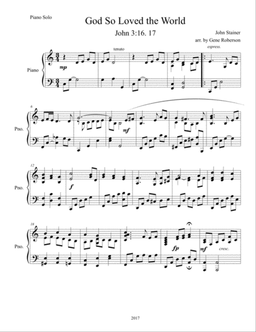 God So Loved The World (Piano Solo) Stainer Piano Solo scores gallery preview page 2