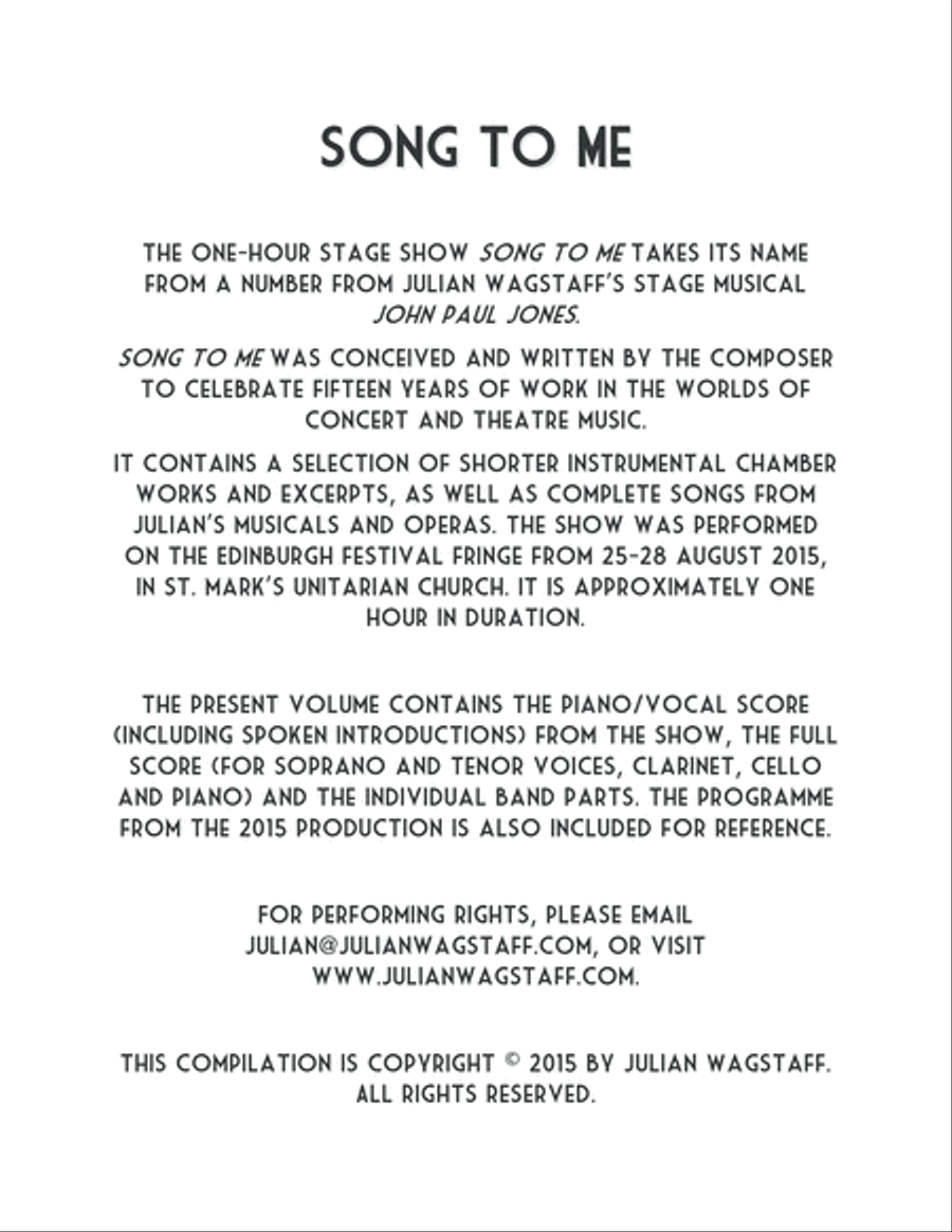Song to Me - the music and songs of Julian Wagstaff (complete performing edition) Vocal Duet scores gallery preview page 2