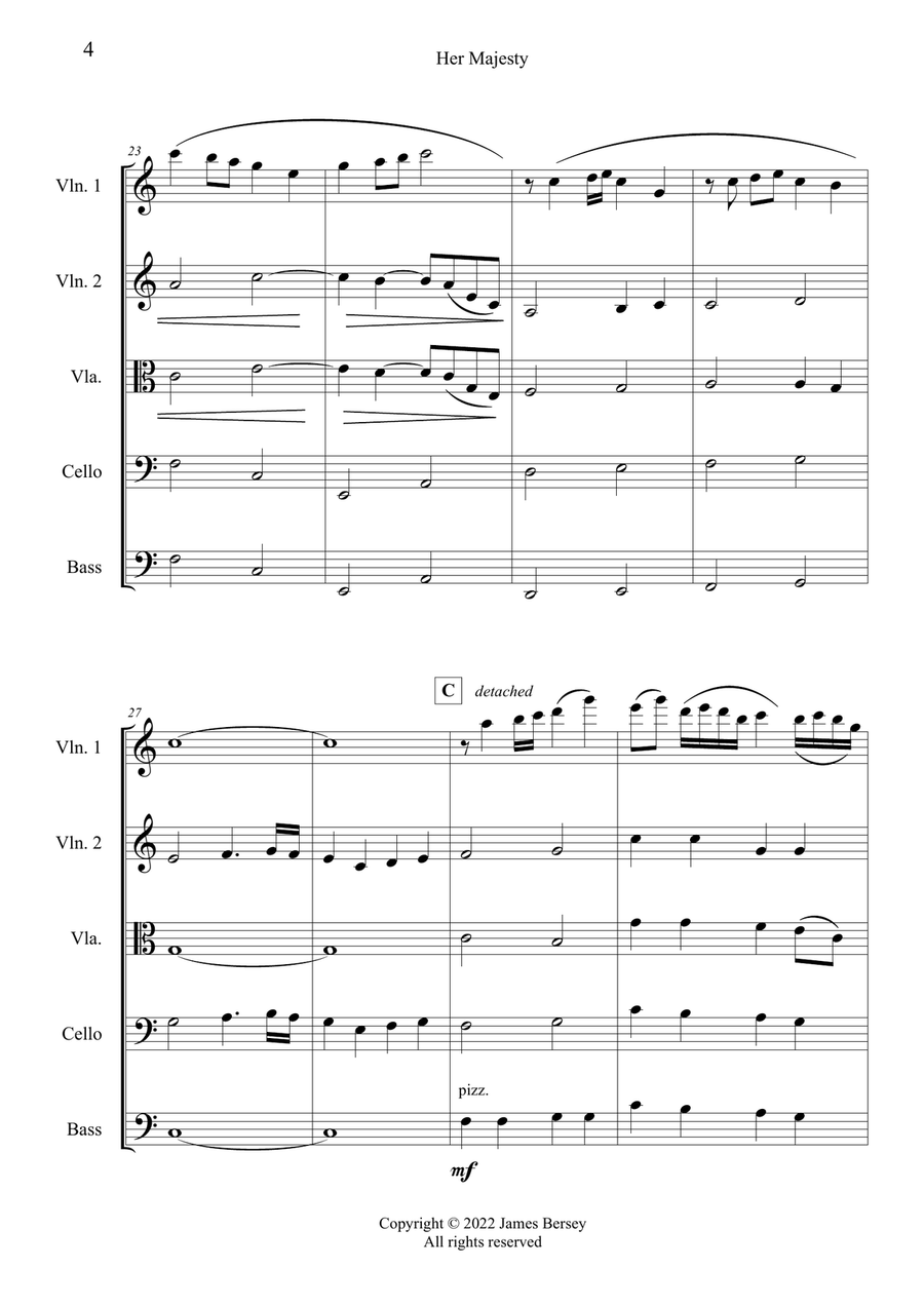 Her Majesty (strings - score & parts) Chamber Music scores gallery preview page 6