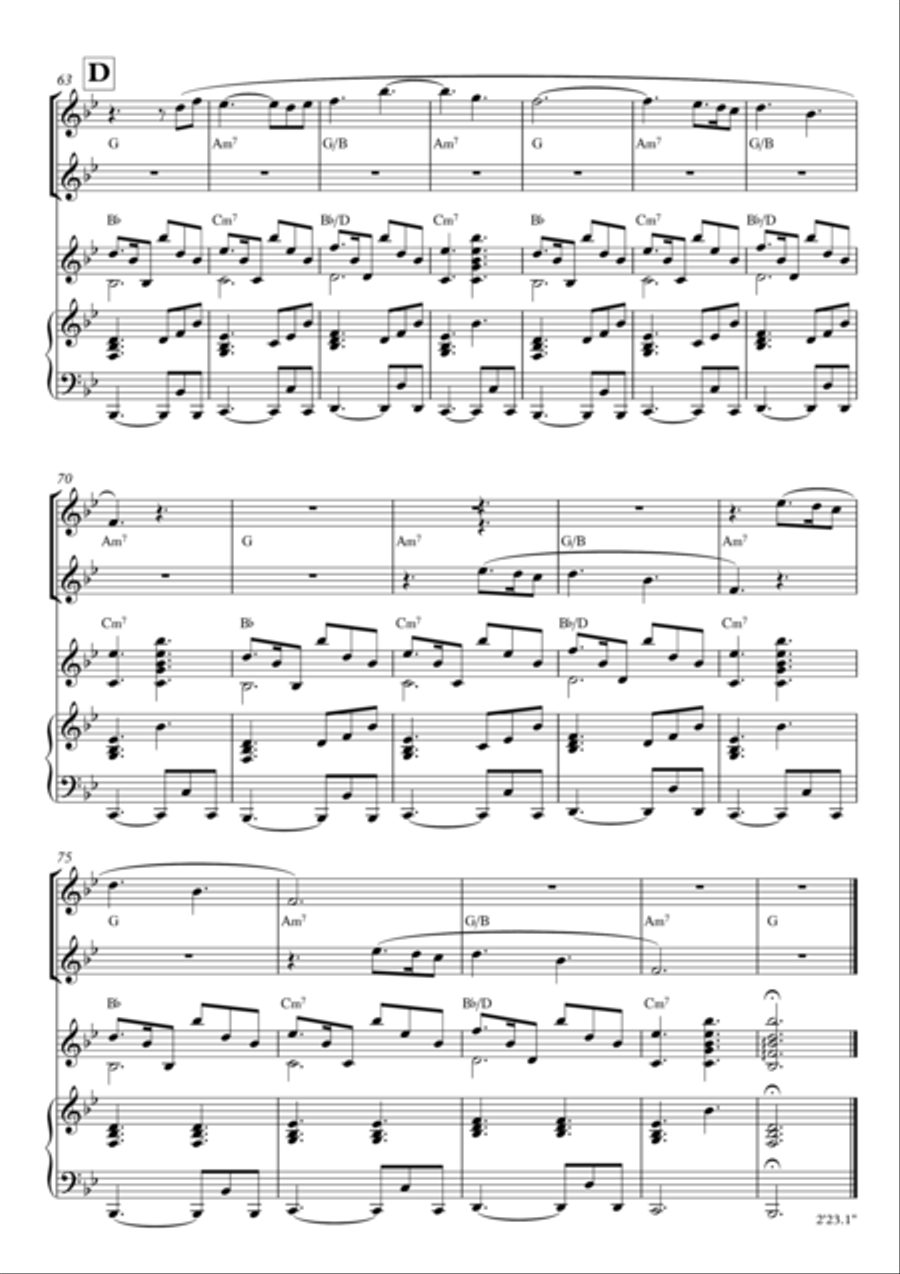 Instrumental Interlude 2'22 for 2 flutes, guitar and/or piano by Simon Peberdy Small Ensemble scores gallery preview page 6