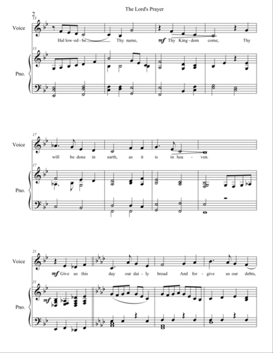 The Lord's Prayer - Low voice The Lord's Prayer - Low voice Low Voice scores gallery preview page 2