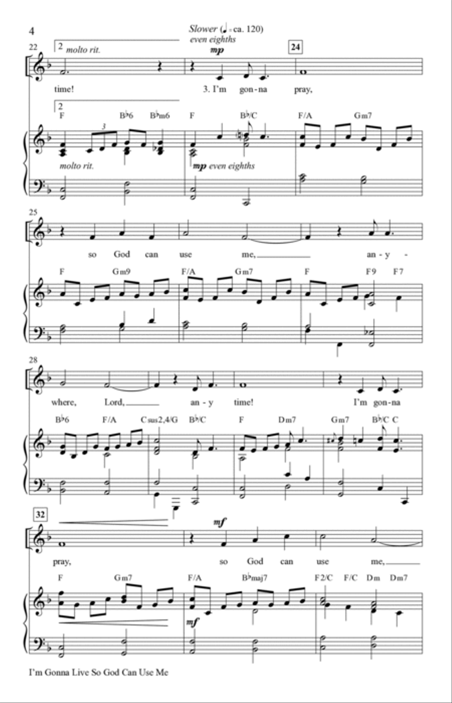 I'm Gonna Live So God Can Use Me (Digital) Unison Choir scores gallery preview page 4